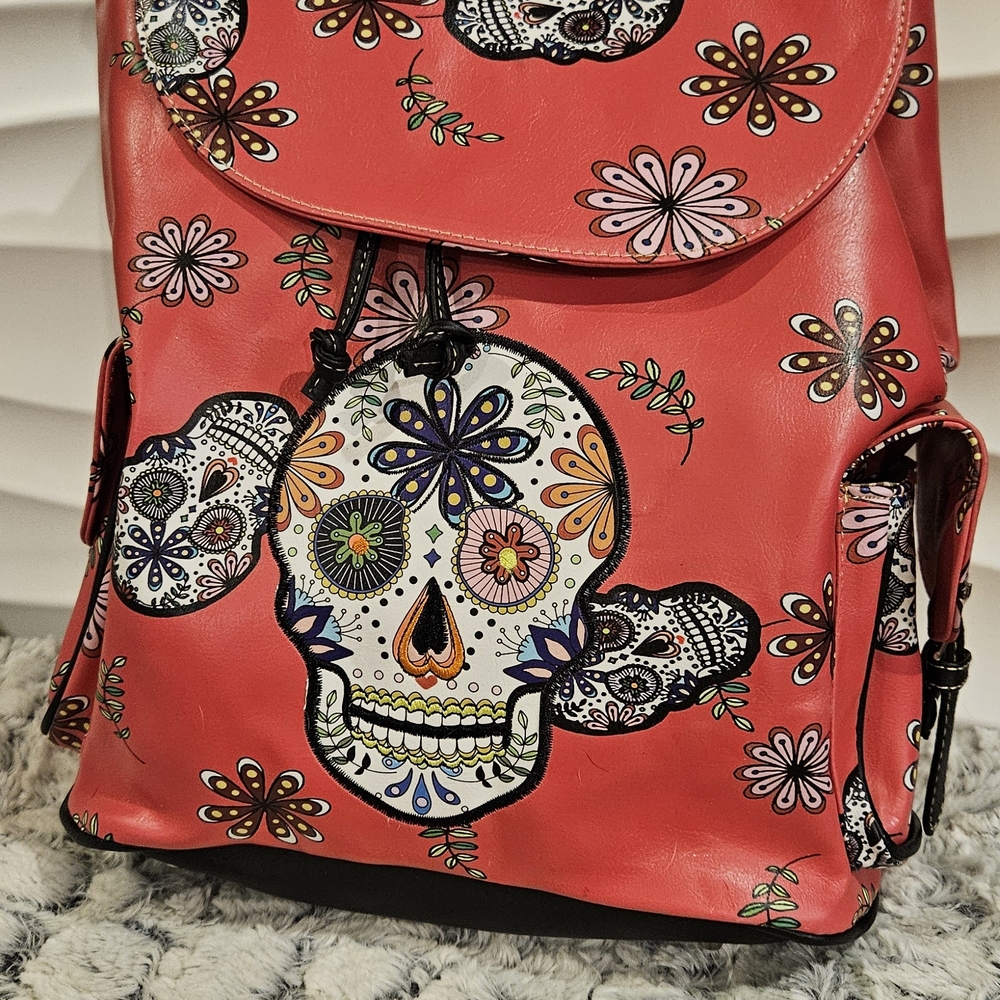 Floral Handmade Sugarskull Small Backpack